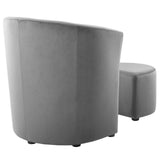 Divulge Performance Velvet Arm Chair and Ottoman Set - Mid-Century Modern & Space-Saving Seating