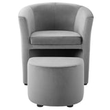 Divulge Performance Velvet Arm Chair and Ottoman Set - Mid-Century Modern & Space-Saving Seating