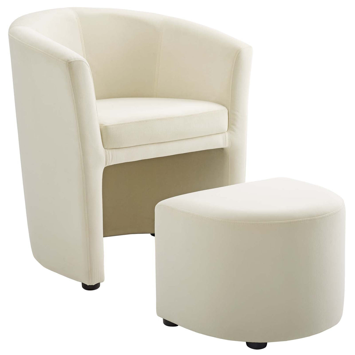 Divulge Performance Velvet Arm Chair and Ottoman Set - Mid-Century Modern & Space-Saving Seating