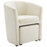Divulge Performance Velvet Arm Chair and Ottoman Set - Mid-Century Modern & Space-Saving Seating