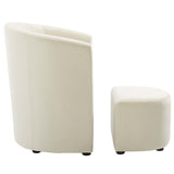 Divulge Performance Velvet Arm Chair and Ottoman Set - Mid-Century Modern & Space-Saving Seating