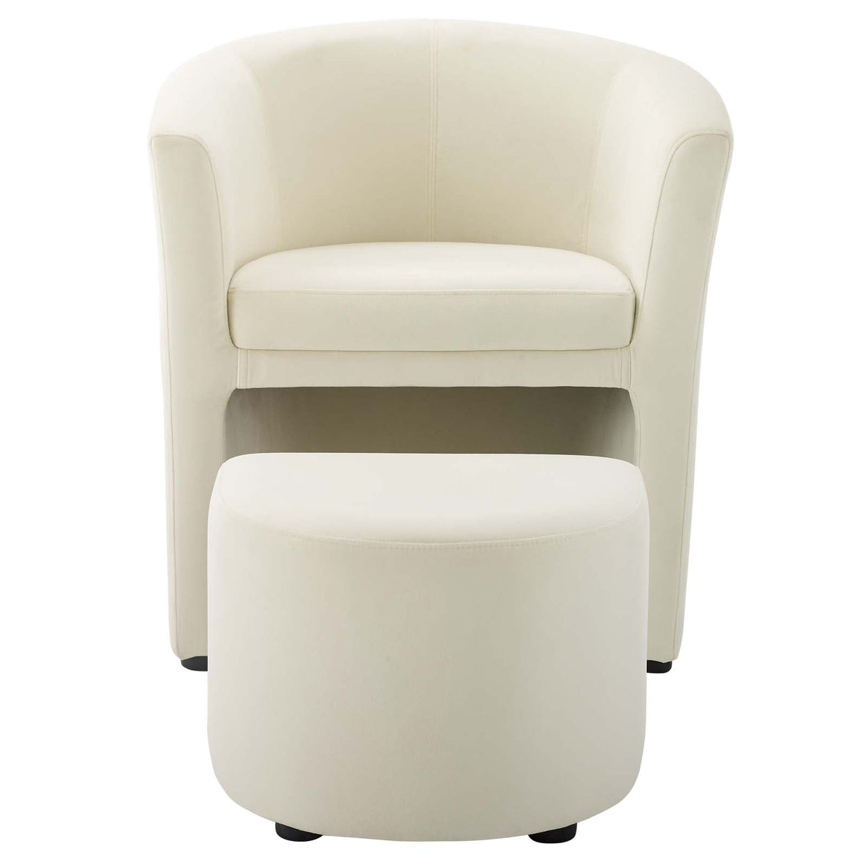 Divulge Performance Velvet Arm Chair and Ottoman Set - Mid-Century Modern & Space-Saving Seating