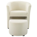 Divulge Performance Velvet Arm Chair and Ottoman Set - Mid-Century Modern & Space-Saving Seating