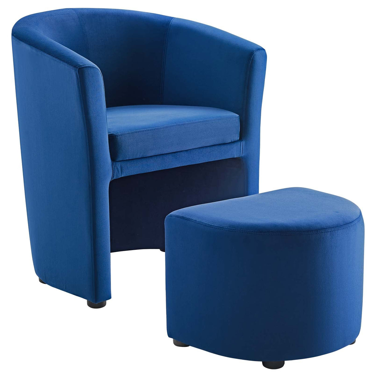 Divulge Performance Velvet Arm Chair and Ottoman Set - Mid-Century Modern & Space-Saving Seating