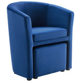 Divulge Performance Velvet Arm Chair and Ottoman Set - Mid-Century Modern & Space-Saving Seating