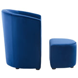 Divulge Performance Velvet Arm Chair and Ottoman Set - Mid-Century Modern & Space-Saving Seating