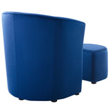 Divulge Performance Velvet Arm Chair and Ottoman Set - Mid-Century Modern & Space-Saving Seating