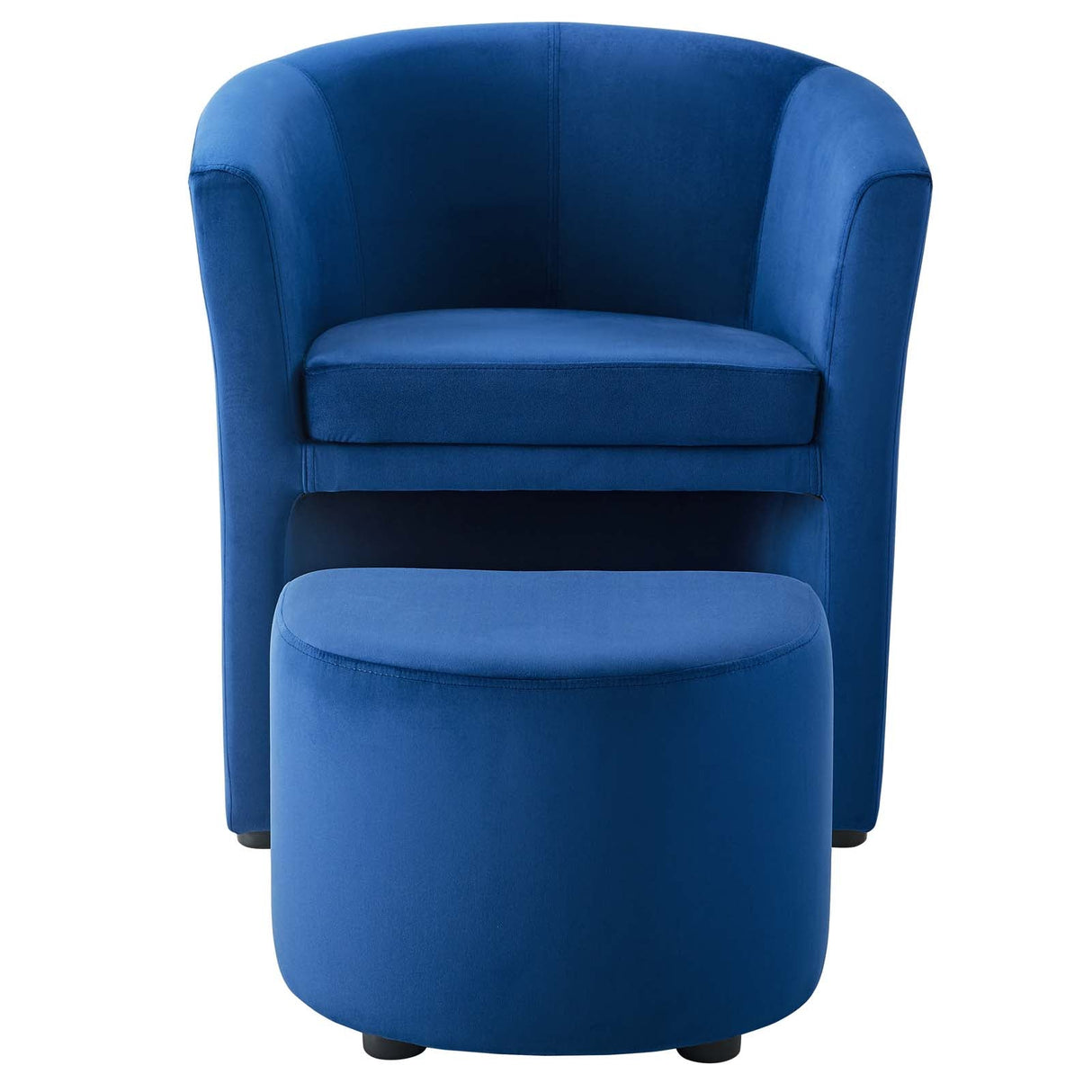 Divulge Performance Velvet Arm Chair and Ottoman Set - Mid-Century Modern & Space-Saving Seating