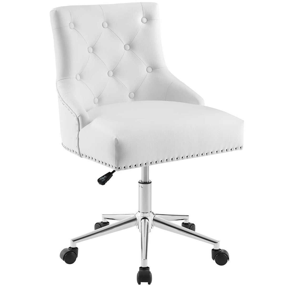 Regent Tufted Button Swivel Faux Leather Office Chair - French Vintage & Height-Adjustable Executive Seating