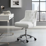 Regent Tufted Button Swivel Faux Leather Office Chair - French Vintage & Height-Adjustable Executive Seating