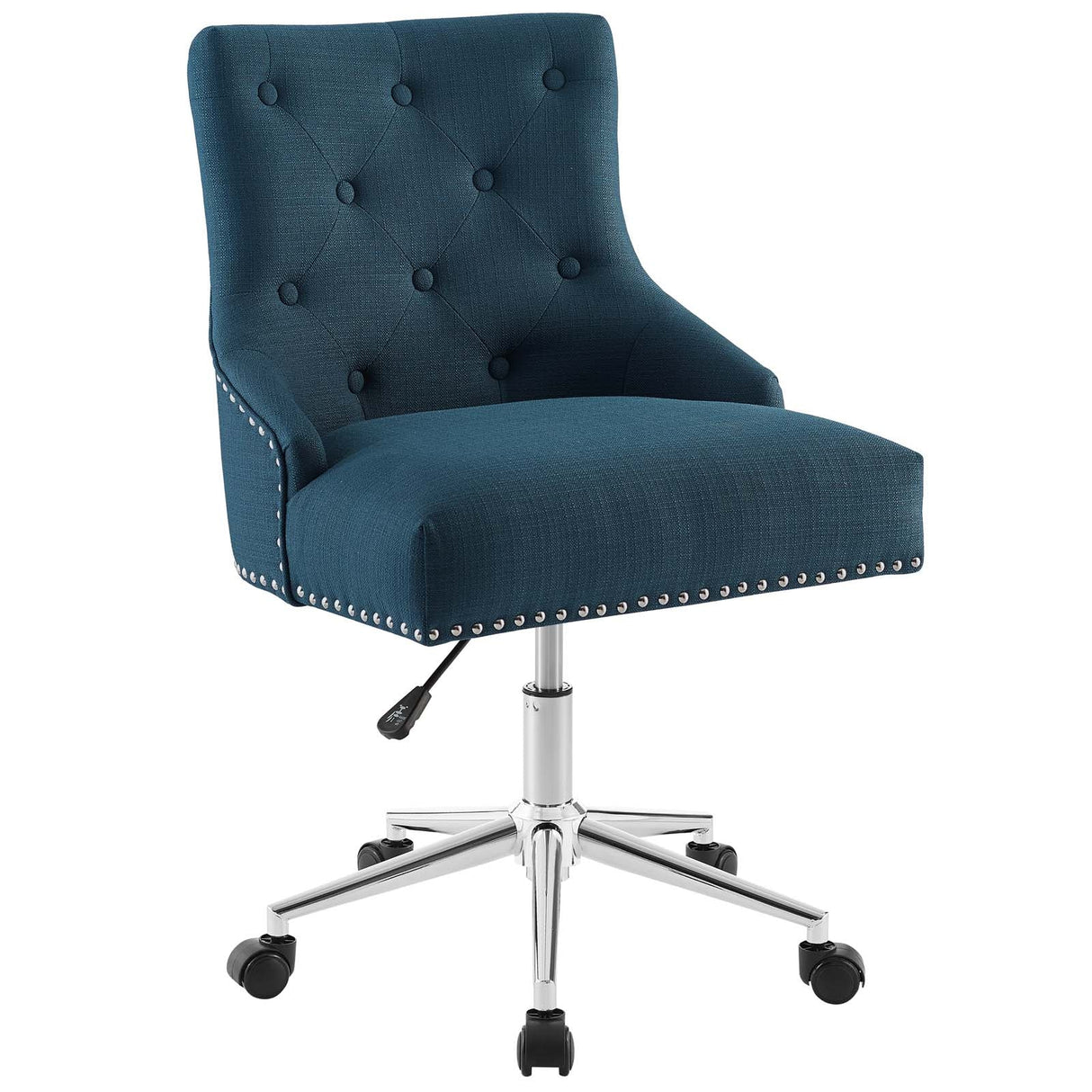 Regent Tufted Button Swivel Upholstered Fabric Office Chair - French Vintage Style & Height Adjustable