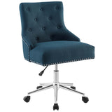 Regent Tufted Button Swivel Upholstered Fabric Office Chair - French Vintage Style & Height Adjustable