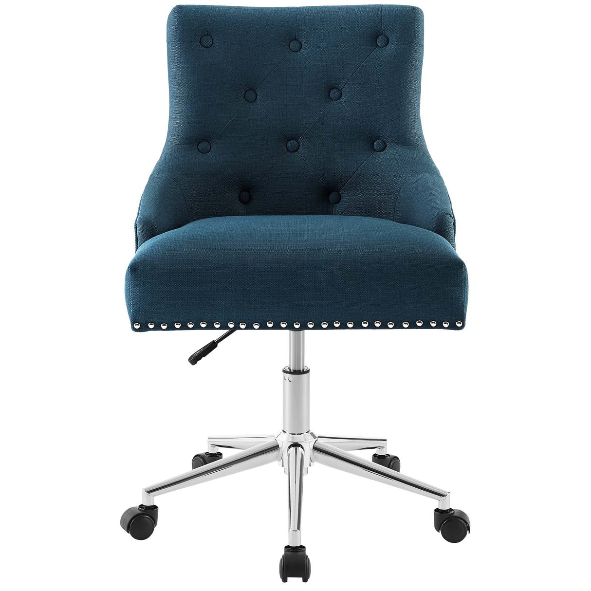 Regent Tufted Button Swivel Upholstered Fabric Office Chair - French Vintage Style & Height Adjustable