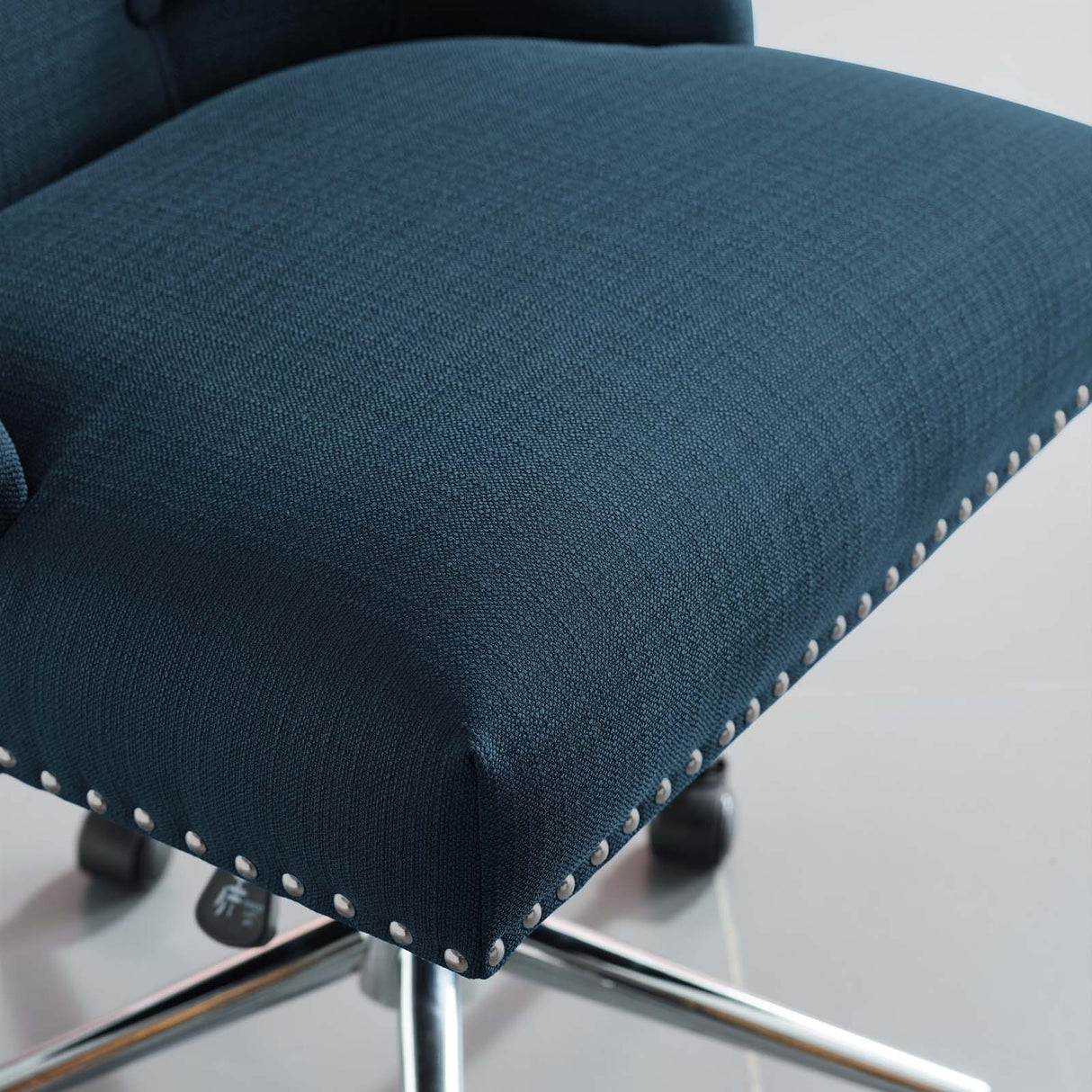 Regent Tufted Button Swivel Upholstered Fabric Office Chair - French Vintage Style & Height Adjustable