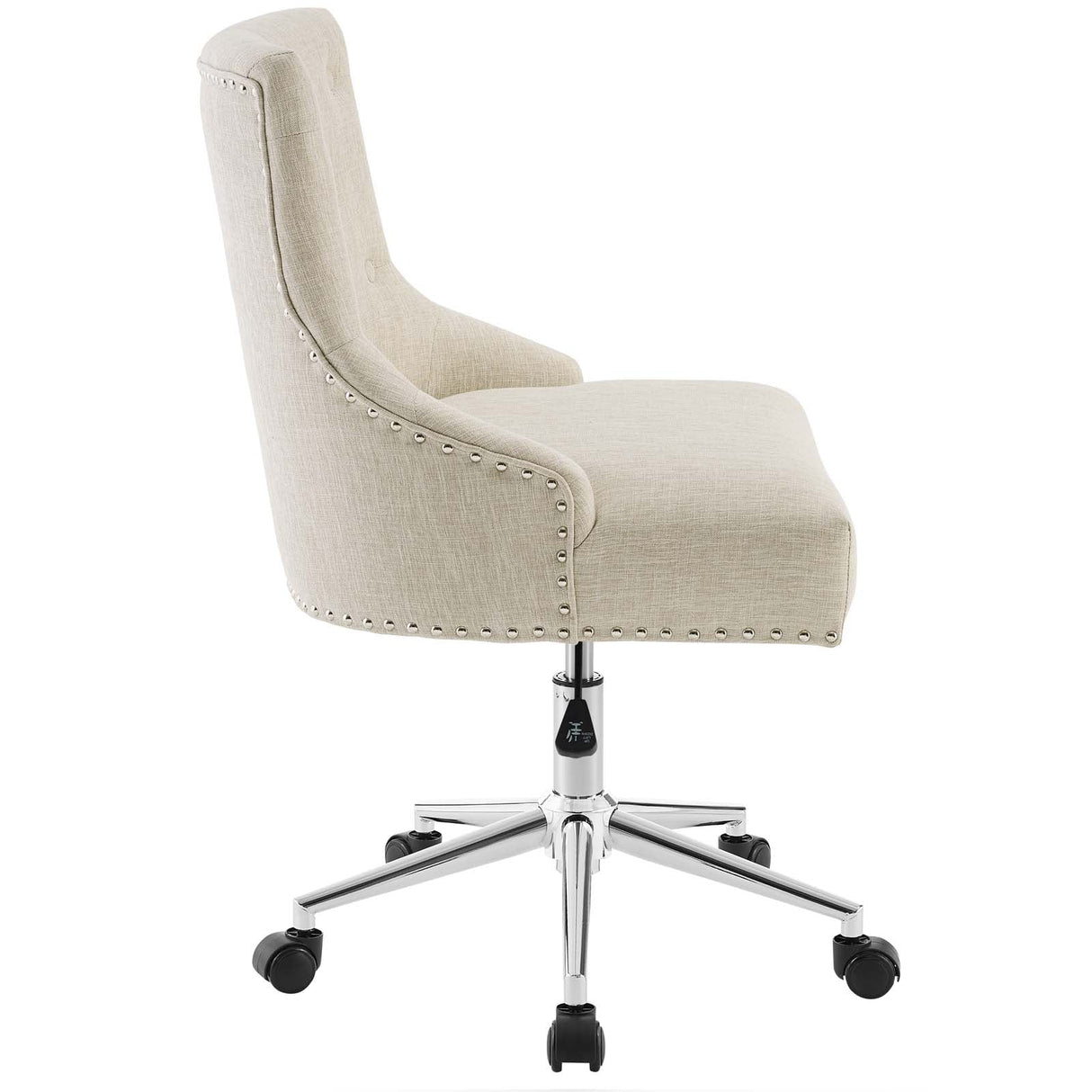 Regent Tufted Button Swivel Upholstered Fabric Office Chair - French Vintage Style & Height Adjustable