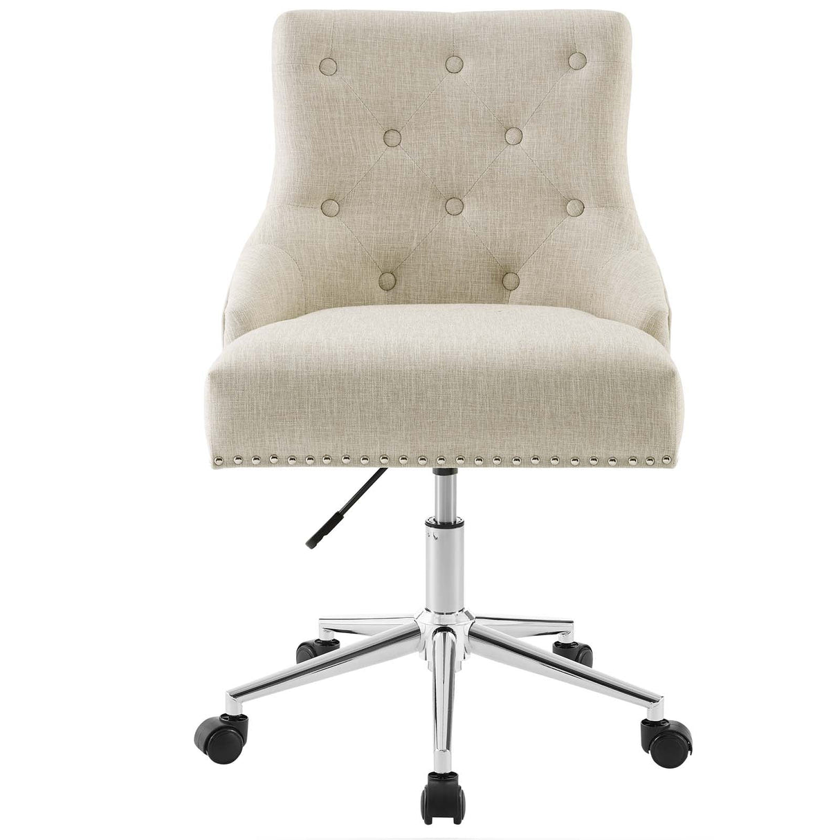 Regent Tufted Button Swivel Upholstered Fabric Office Chair - French Vintage Style & Height Adjustable