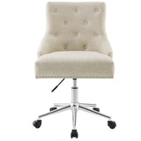Regent Tufted Button Swivel Upholstered Fabric Office Chair - French Vintage Style & Height Adjustable