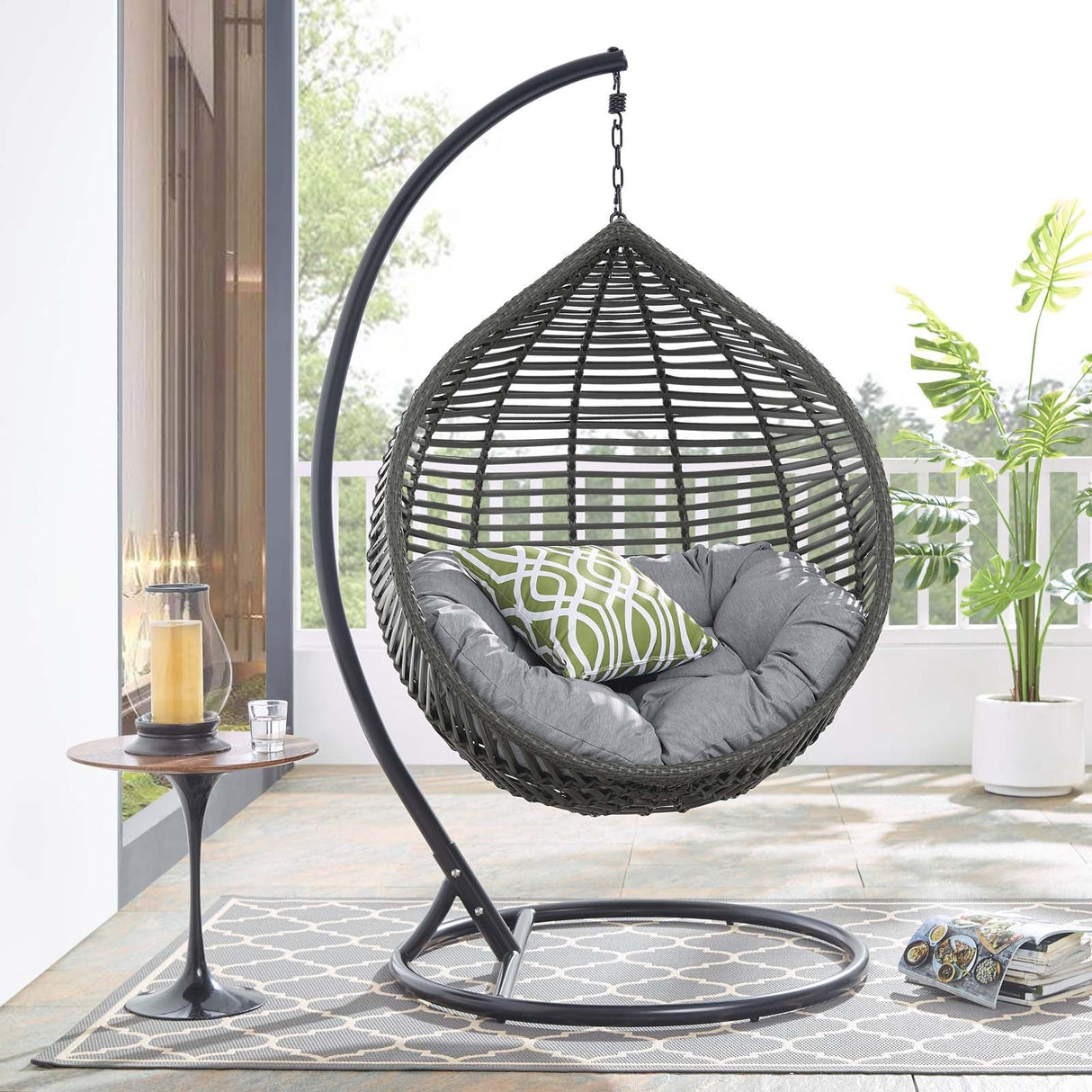 Garner Teardrop Outdoor Patio Swing Chair - Modern Boho & Weather-Resistant