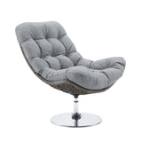 Brighton Wicker Rattan Outdoor Patio Swivel Lounge Chair - Modern Coastal & 360-Degree Motion