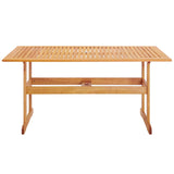 Hatteras 59" Rectangle Outdoor Patio Eucalyptus Wood Dining Table - Modern Coastal & Weather-Resistant