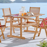 Hatteras 59" Rectangle Outdoor Patio Eucalyptus Wood Dining Table - Modern Coastal & Weather-Resistant