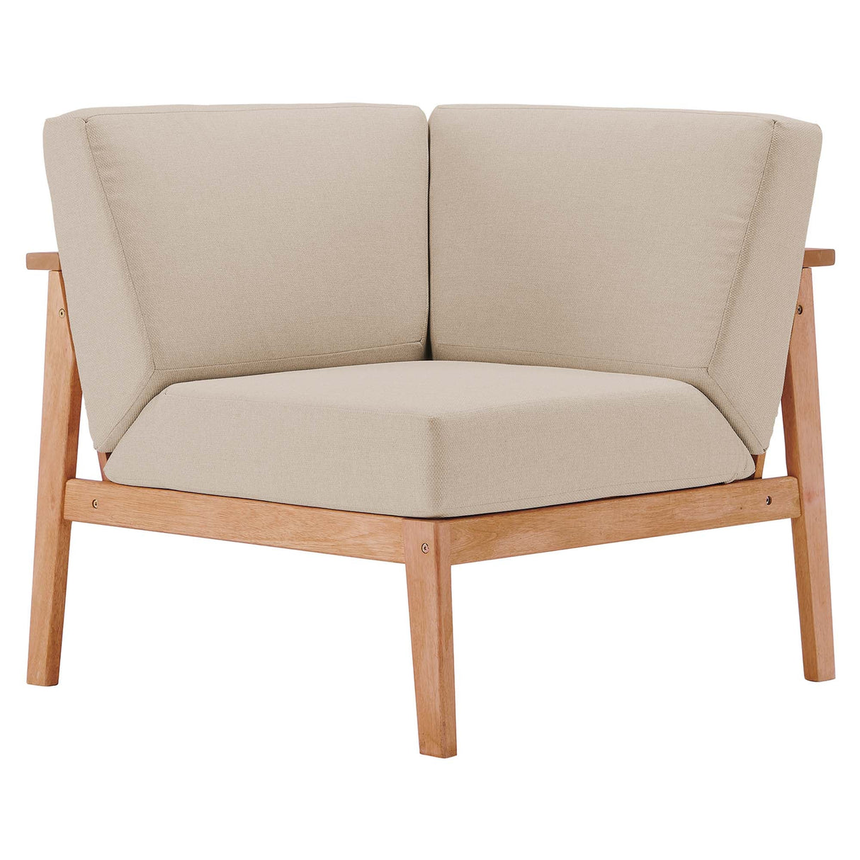 Sedona Outdoor Patio Eucalyptus Wood Sectional Sofa Corner Chair - Modern Coastal & Weather-Resistant