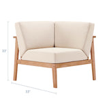 Sedona Outdoor Patio Eucalyptus Wood Sectional Sofa Corner Chair - Modern Coastal & Weather-Resistant