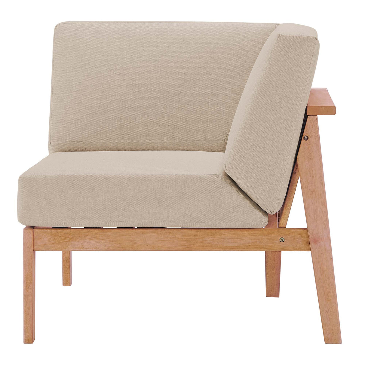 Sedona Outdoor Patio Eucalyptus Wood Sectional Sofa Corner Chair - Modern Coastal & Weather-Resistant