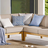 Sedona Outdoor Patio Eucalyptus Wood Sectional Sofa Corner Chair - Modern Coastal & Weather-Resistant