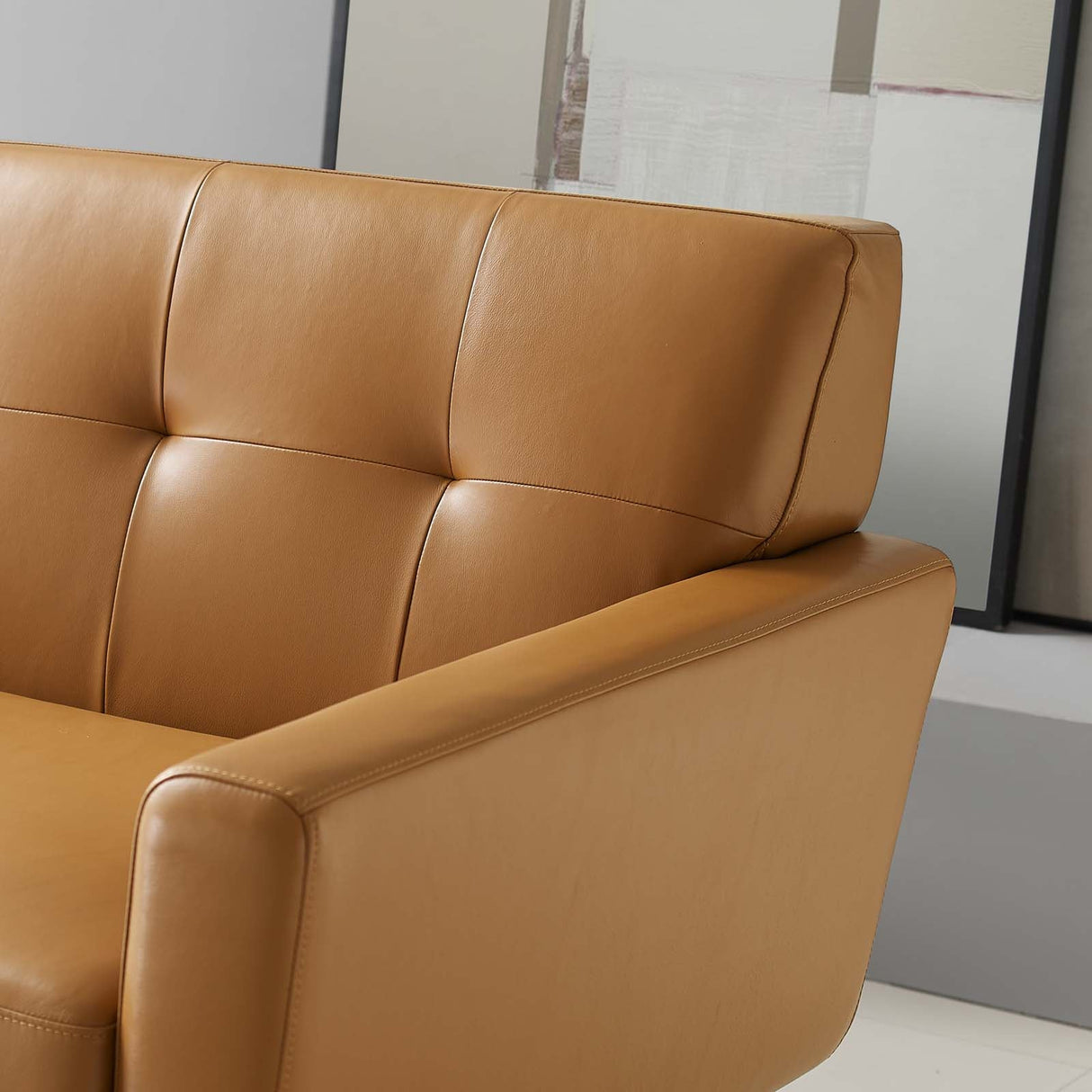Engage Top-Grain Leather Living Room Lounge Sofa - Mid-Century Modern & Premium Seating