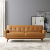 Engage Top-Grain Leather Living Room Lounge Sofa - Mid-Century Modern & Premium Seating