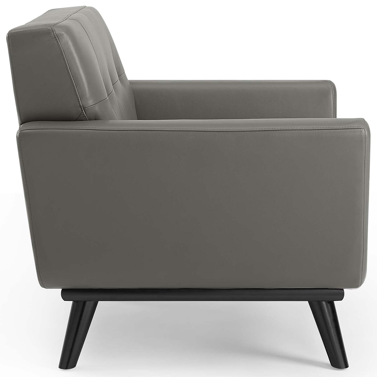 Engage Top-Grain Leather Living Room Lounge Accent Armchair - Mid-Century Modern & Top-Grain Leather