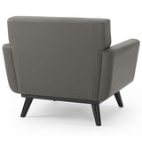 Engage Top-Grain Leather Living Room Lounge Accent Armchair - Mid-Century Modern & Top-Grain Leather