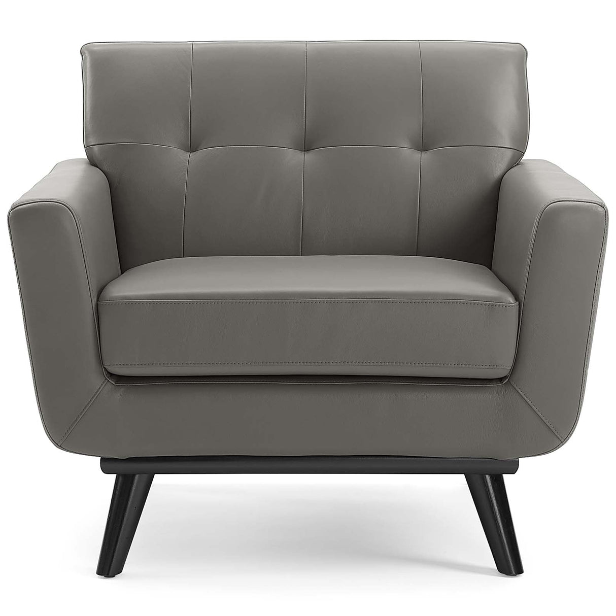 Engage Top-Grain Leather Living Room Lounge Accent Armchair - Mid-Century Modern & Top-Grain Leather