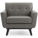 Engage Top-Grain Leather Living Room Lounge Accent Armchair - Mid-Century Modern & Top-Grain Leather