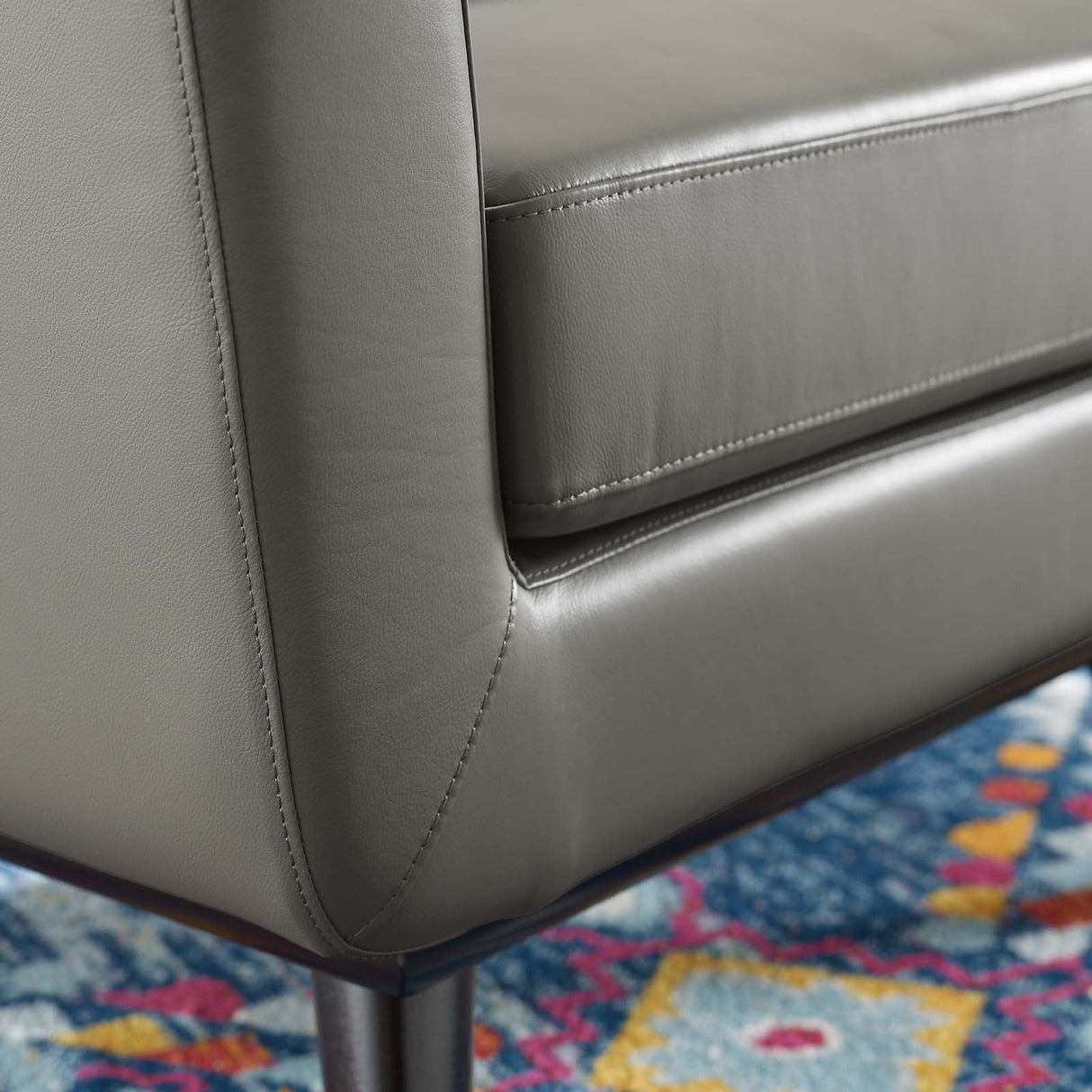 Engage Top-Grain Leather Living Room Lounge Accent Armchair - Mid-Century Modern & Top-Grain Leather