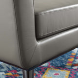 Engage Top-Grain Leather Living Room Lounge Accent Armchair - Mid-Century Modern & Top-Grain Leather