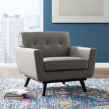 Engage Top-Grain Leather Living Room Lounge Accent Armchair - Mid-Century Modern & Top-Grain Leather