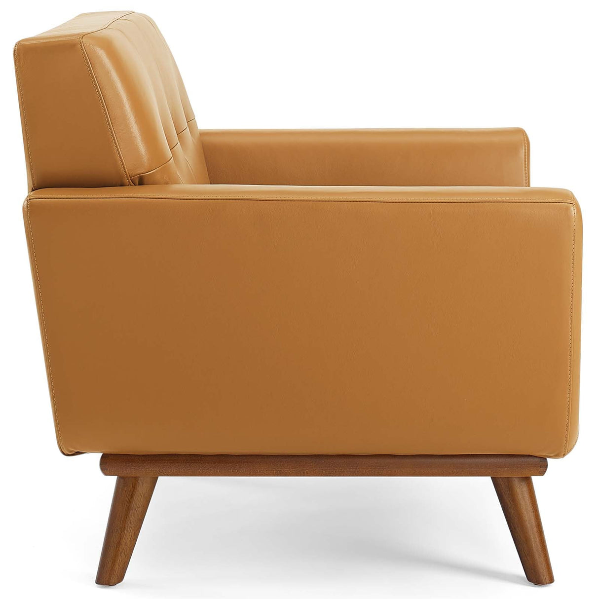 Engage Top-Grain Leather Living Room Lounge Accent Armchair - Mid-Century Modern & Top-Grain Leather