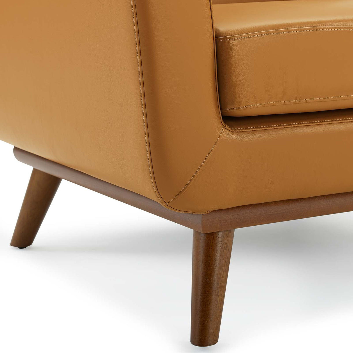 Engage Top-Grain Leather Living Room Lounge Accent Armchair - Mid-Century Modern & Top-Grain Leather