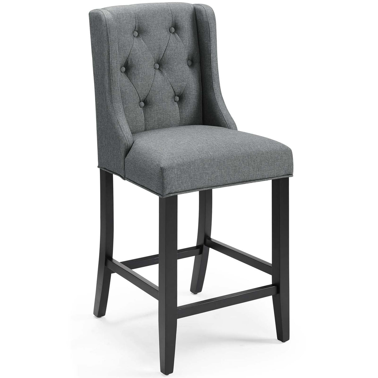 Baronet Tufted Button Upholstered Fabric Counter Stool - Modern Glam & Dense Foam Seating