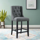 Baronet Tufted Button Upholstered Fabric Counter Stool - Modern Glam & Dense Foam Seating