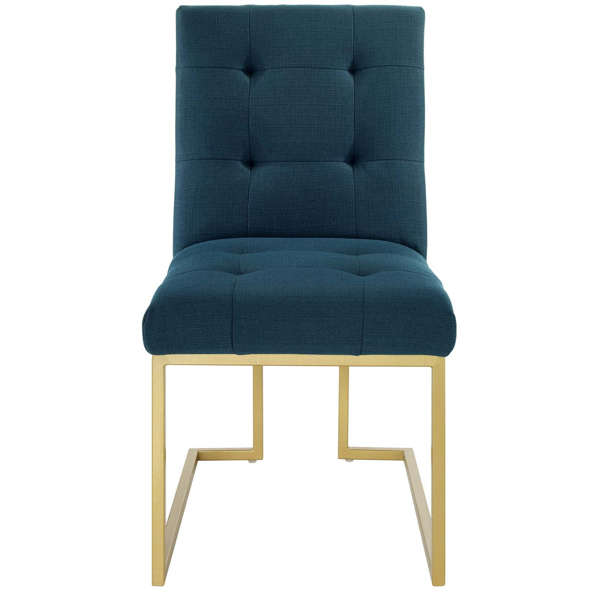 Privy Gold Stainless Steel Upholstered Fabric Dining Accent Chair - Glam Deco & Gold Geometric Base