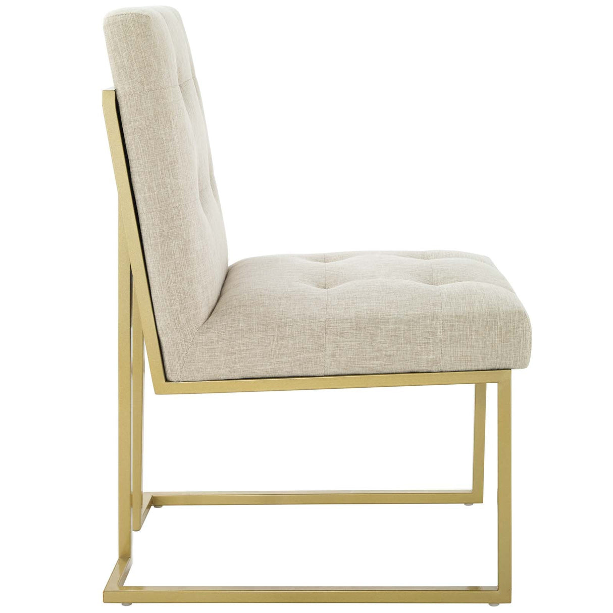 Privy Gold Stainless Steel Upholstered Fabric Dining Accent Chair - Glam Deco & Gold Geometric Base