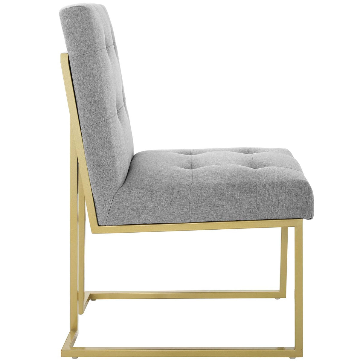 Privy Gold Stainless Steel Upholstered Fabric Dining Accent Chair - Glam Deco & Gold Geometric Base