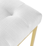 Privy Gold Stainless Steel Upholstered Fabric Dining Accent Chair - Glam Deco & Gold Geometric Base