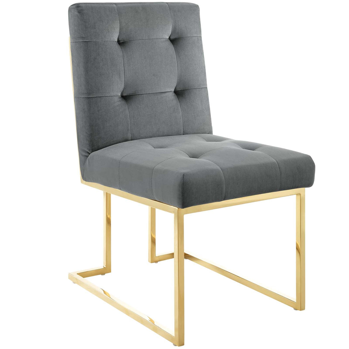 Privy Gold Stainless Steel Performance Velvet Dining Chair - Glam Deco & Stain-Resistant