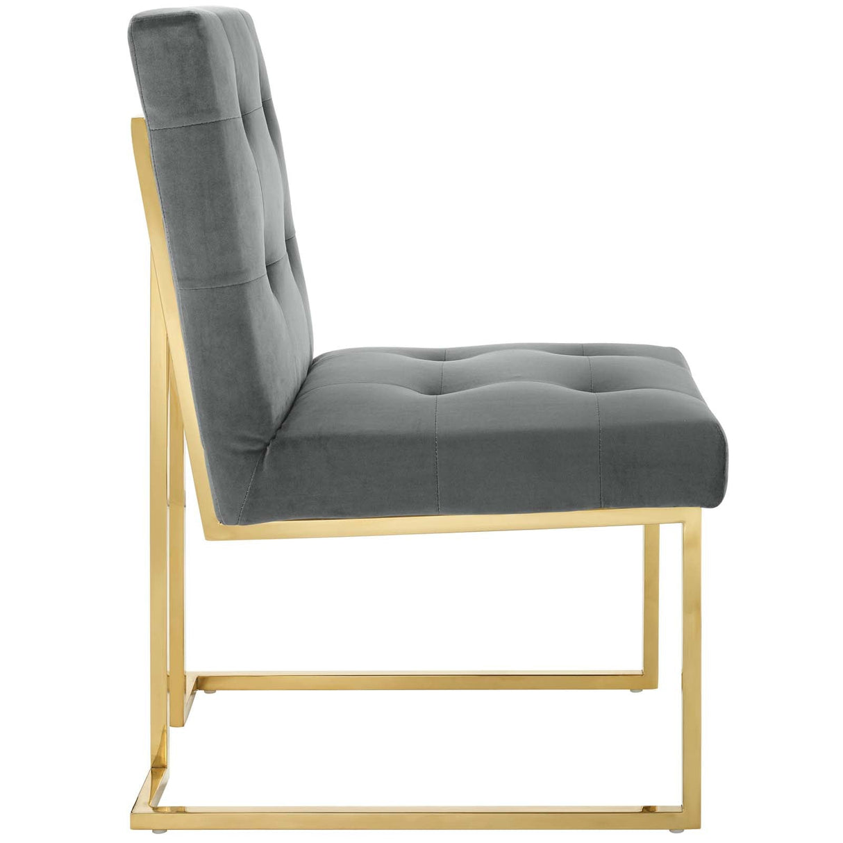 Privy Gold Stainless Steel Performance Velvet Dining Chair - Glam Deco & Stain-Resistant