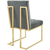 Privy Gold Stainless Steel Performance Velvet Dining Chair - Glam Deco & Stain-Resistant