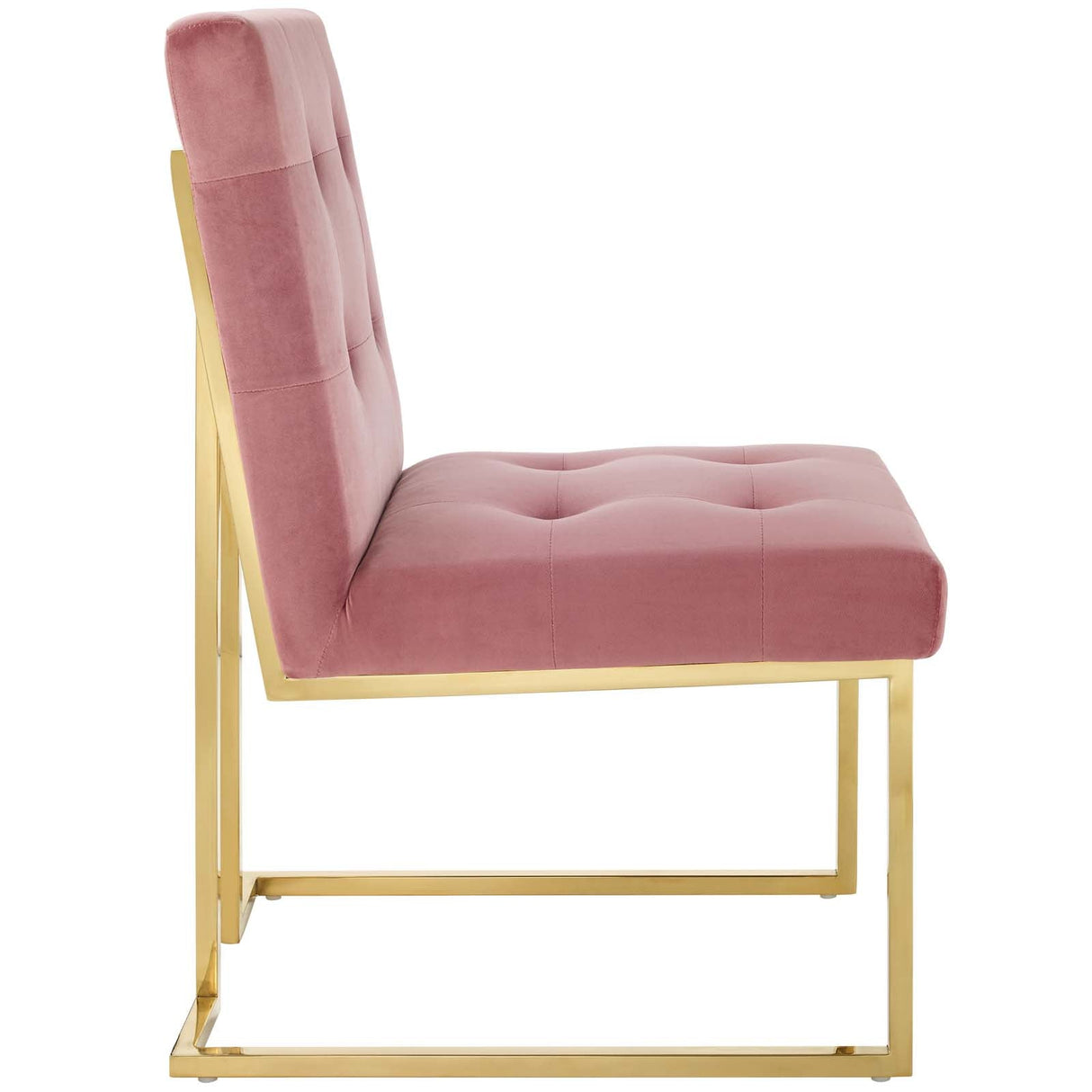 Privy Gold Stainless Steel Performance Velvet Dining Chair - Glam Deco & Stain-Resistant